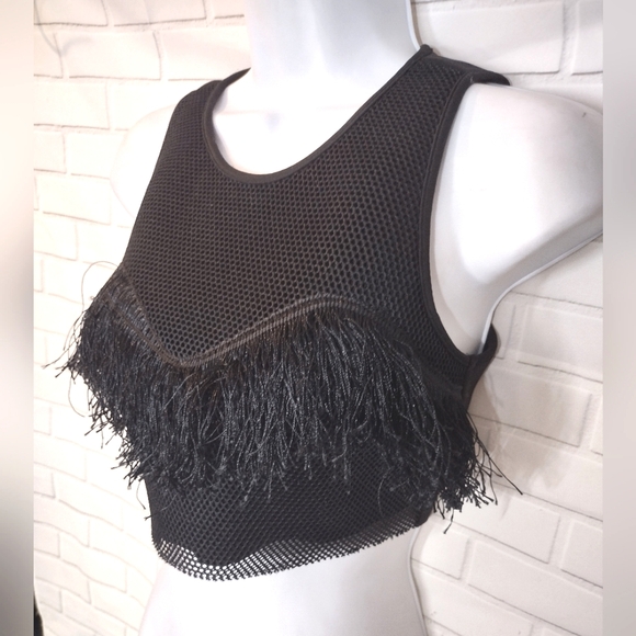 Forever 21 Black Fringe Neoprene Crop Top - Picture 4 of 9